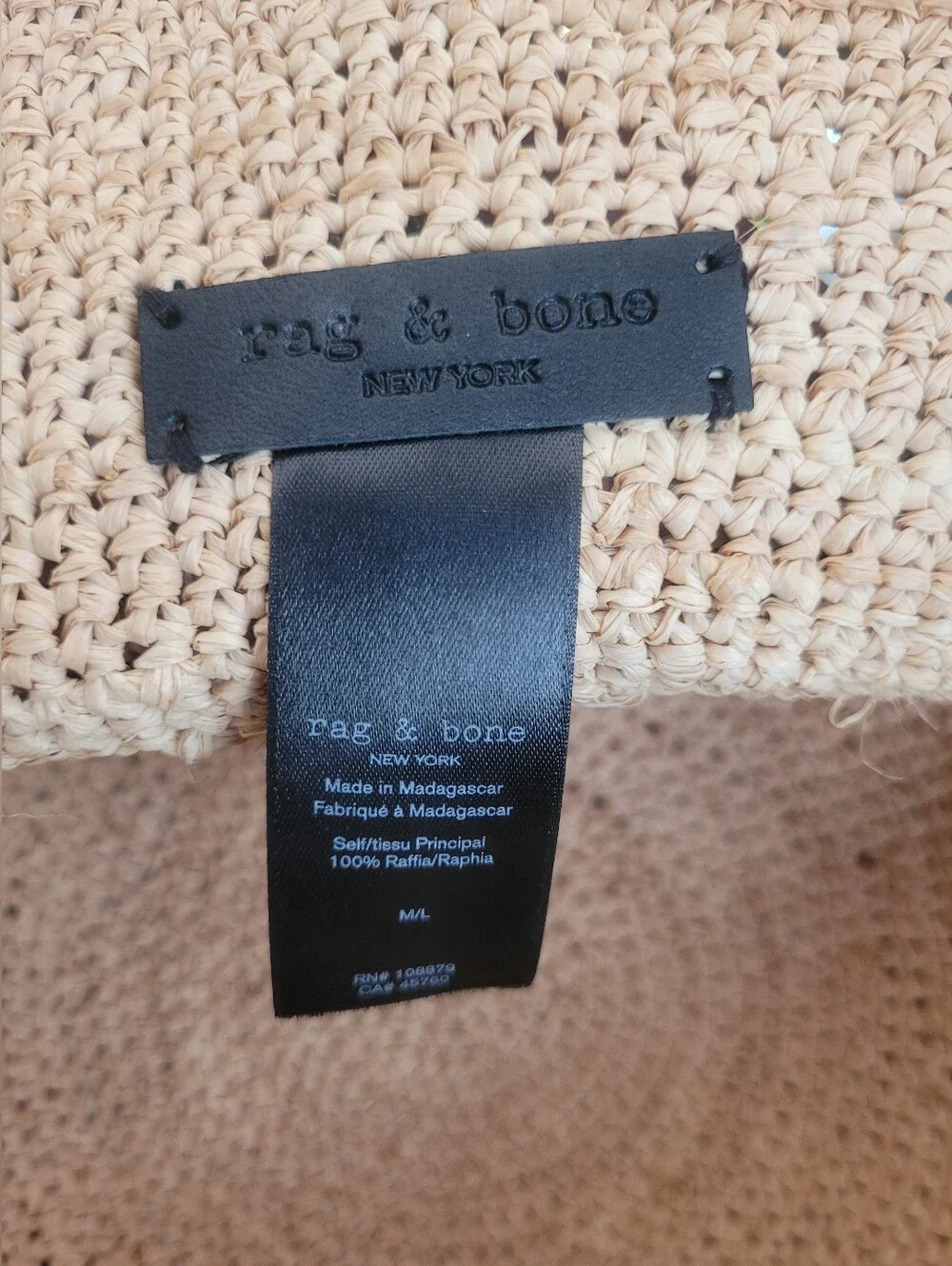 rag & bone Lela Raffia Packable Rollable Bucket Hat NWOT